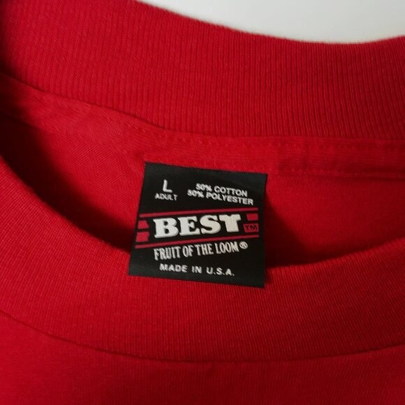 Monu-Cad T Shirt Vintage 90s Adult Red Large L Computer Applications USA 50/50 - Picture 4 of 16